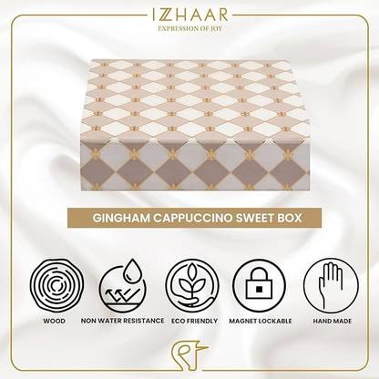 IZZHAAR Gingham Cappuccino Sweet Box , Multi-Purpose Printed Sweet Box Sweet Box, Giffting Box Vanity Box