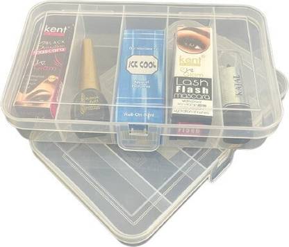 CSM Jewellery Case Organiser Multipurpose Plastic Storage Box with dividers 5 Grids, Transparent (Pack of 2 Boxes) jewellery, Segmentation, Organization, Visibility, Space-saving Vanity Box
