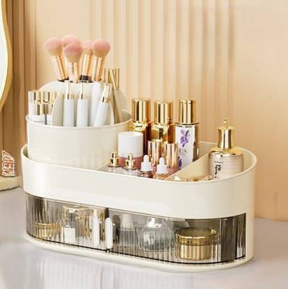Deoxys Makeup Organizer, Cosmetics Display Case with Storage Box and Rotating Designed 360° Rotating Vanity Box