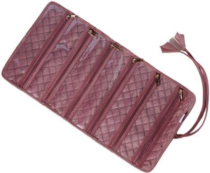 Nestasia Portable and Foldable 6- Compartment Velvet multipurpose Jewellery Organizer Roll Pouch |Smooth Finish, Ideal For Gifting(10 x 20 Inch) Vanity Box