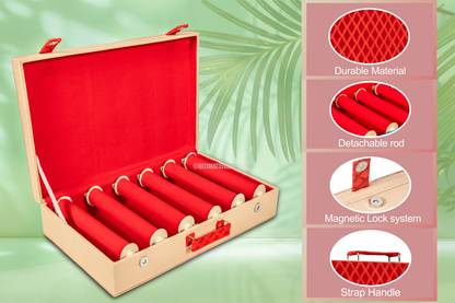 ultimatefashionista 6 Rods Rectangular Velvet Wooden Bangle Box Makeup Kit Box Jewellery Organizer Bangle Box For Woman Vanity Box