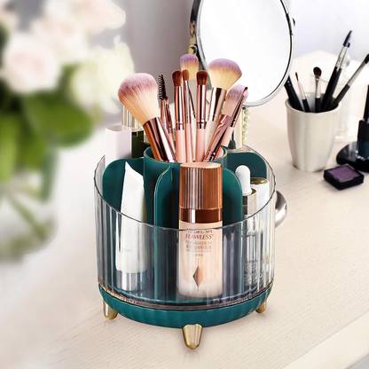 GRACIOUS MART 360°Rotating Makeup Brushes Organizer Cosmetic Brush Storage Box for Dressing Table Makeup Brush Holder Vanity Box