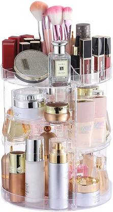 Stadash Adjustable 7-Layer Rotating Makeup Organizer - 360-Degree Cosmetic Storage Case Large Capacity Display for Vanity, Jewelry, Brushes, Lipsticks, Clear Acrylic Vanity Box