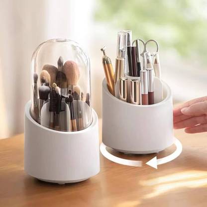 BUNZELLO 360 Rotating Makeup Brush Bucket with Dust Cover Dust-proof Cosmetic Storage Box Makeup Organizer, cosmetic organizer Vanity Box