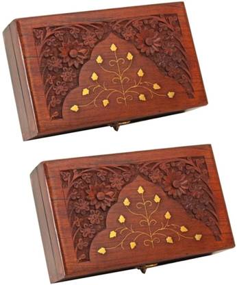 Taargo crafts TAG2-BXSVNTY Wooden Storage box with lock, Storage of Jewellery Items, Storage for Make Up Items Vanity Box