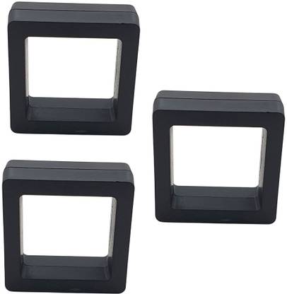 Sahiba Gems Black Gemstone Display Cabinet Clear Display Case 3D Floating Frame Display Box Gemstone Display, Coin Display, Jewellery Display Vanity Box