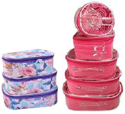 ultimatefashionista Combo Pack of 2 HighQuality 5Set & 3Set Vanity Box, Makeup Kit, Jewellery Box Multifunction Storage Box for Girls & Women Vanity Box