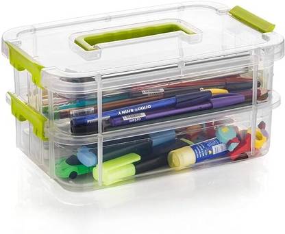 INCREMENT 2 Layer Multipurpose Plastic Storage Containers with Lids Locking Container 2 layer Container box Vanity Box