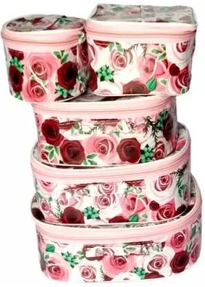ultimatefashionista Set of 5 Pcs Flower rose Printed Makeup kit,Multipurpose multi Makeup kit professional makeup vanity box, makeup storage box for bride Vanity Box