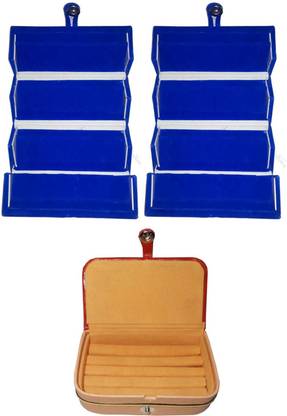 ultimatefashionista New-Combo of 3 velvet Vanity case Ring and Earring storage travelling Folder Box Vanity Box