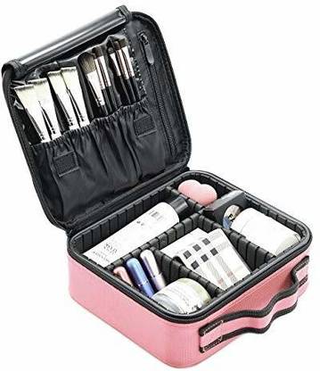 HOUSE OF QUIRK Makeup Cosmetic Storage Case with Adjustable Compartment - Light Pink Makeup Vanity Box