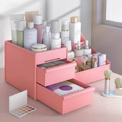 SHIV PLASTIC Cosmetic Organizer Box Drawers Storage | Make Up Organiser For Women Cosmetic Organizer, Modern Countertop Storage for Dressing Table Vanity Box
