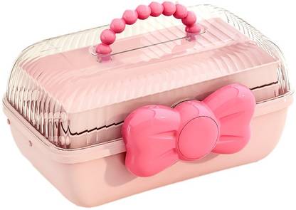 KREPS Kids Hair Accessories And Jewellery Storage Box 180 Degree Openable, 3 Layer Storage Design Vanity Box Vanity Box