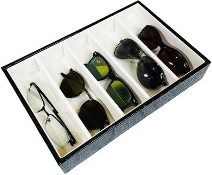 la trove Leather Drawer Organizer Tray Leatherette Sunglass Goggles Tray With Glass Top, Organiser For Sunglass, Jewellery, Watch Vanity Box
