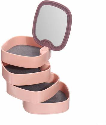kunjsale 4-Layer 360 Degree Rotating Jewellery Organizer Box with Mirror , Multicolour jewelry box Vanity Box