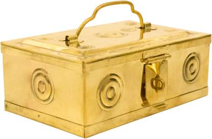 Spillbox Traditional Brass Rectangle Betal Box | Brass Decorative Box |Designer Pooja Box STORAGE Vanity Box