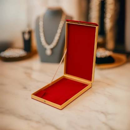 sparkle dreams Luxury Red Velvet Jewelry Box with Gold Trim Ideal for Gifting & Retail, Premium Display Box Only Vanity Box