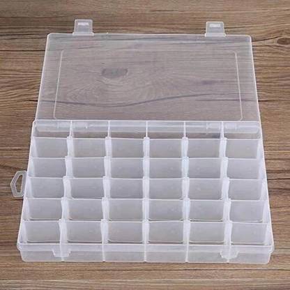 YAARA ENTERPRISE 36 Grids Clear Plastic Storage Box with Adjustable Dividers Organizer Pills Drugs Earrings Bead Jewelry Small Storage Box Case.(Pack of 1 ) 36 Grids Clear Plastic Storage Box Vanity Box
