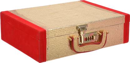 KUBER INDUSTRIES 3 Roll Golden Regzine with Side Velvet Lock Bangle Box For Women|Golden Jewellery Vanity Box
