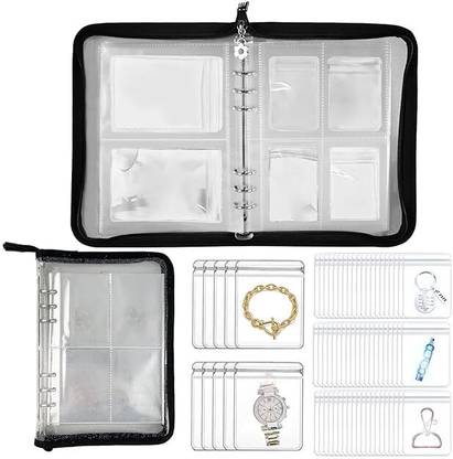 Heylark mart Jewelry storage book with 60 pocket Anti Oxidation Jewelry Storage Organizer Compact book format makes it convenient for travel and storage Vanity Box