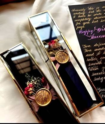 handy creation Elegant Scroll Gift Box Set of 2 For Home Decor, (Scroll Not Included) Glass Letter Box, Used for Multipurpose, Wedding Invitations, Calligraphy Vanity Box
