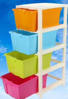 Nejadhari 4-Layer Multicolor Compartments Plastic Modular Drawer Multi-Functional Cabinet Storage Organizer with Drawers Vanity Box