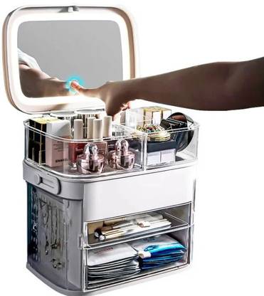 IMAHAl LED Makeup Vanity Case, Cosmetic Organiser with Illuminated Mirror Jewelry Box, Makeup Box, Cosmetic Box Vanity Box