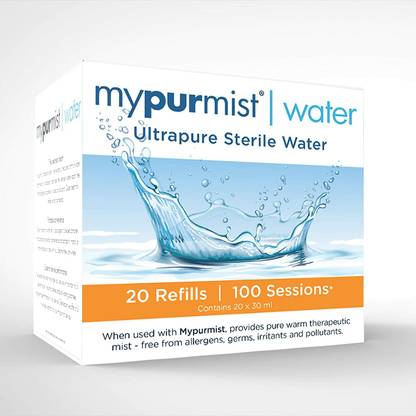 Mypurmist Ultrapure Sterile Water for Steam Inhaler Vaporizer 20 Refills - 40 Sessions Vaporizer