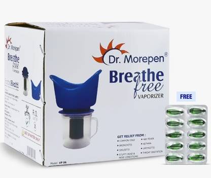 Dr. Morepen Breathe Steamer For Cold with FREE Inhalant Capsule Vaporizer