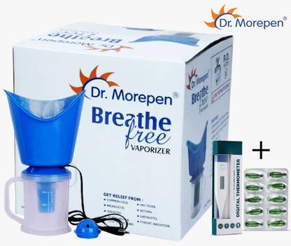 Dr. Morepen Breathe Steamer For Cold (FREE Digital Thermometer & Inhalant Capsule Strip) Vaporizer