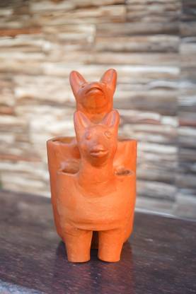 Terracotta Giraffe Flower Pot With Tow face Vase Filler