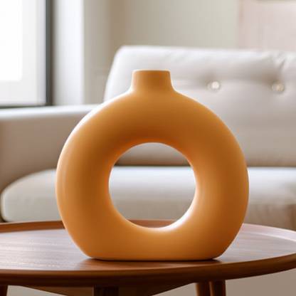 Manya Medium Yellow Donut Vase (6 Inch) Modern Decor Vase Filler
