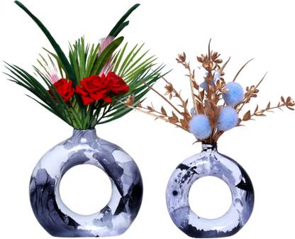 Flipkart SmartBuy Matte/Glossy Finish Round Shaped Flower Pot for Modern Gardens" Decorative Showpiece  -  15 cm
