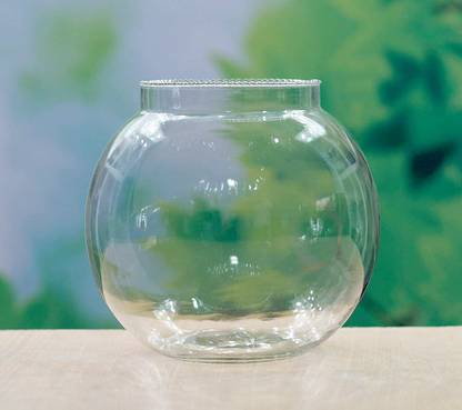 AYUTAS Clear Zig Zag Neck Collar Vase, Aquarium, Glass Round Fish Bowl For Home Decor Glass Vase