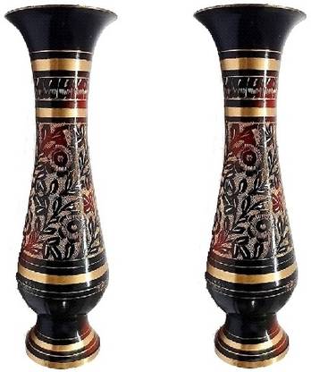 Agromech Decor Brass Decorative Flower Vase for Living Room Pack of 2, Brass Vase