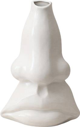 BNF Flower Vase Human Nose Vase Plants Pot Statue for Home Office Decoration White Ceramic Vase
