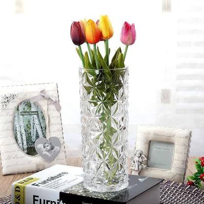 rizz Flower Glass Vase for Home Decor Center Table Bedroom Decoration Glass Vase