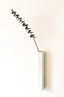 Indian Decor 4118 Metal White Slim Wall Mounted Square Vase Decor Iron Vase