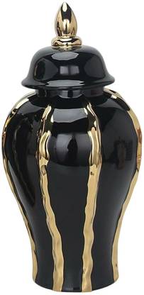 BNF Porcelain Glazed Ginger Jar Tea Storage Jar with Lid Multi Purpose Delicate Porcelain Vase