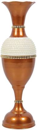 Procyon Iron Vase (24 inch, Gold, White) Iron Vase