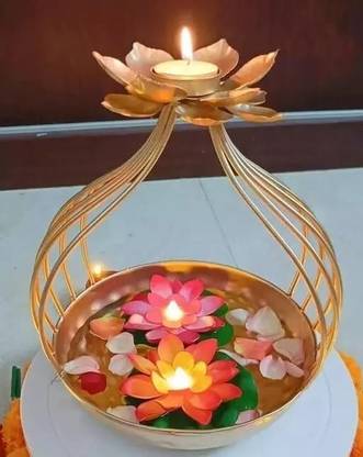 winscrafts Lotus T-Light Urli Iron Vase