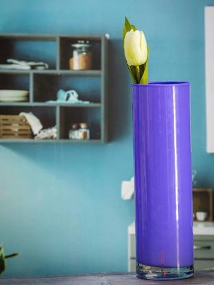 Essjay Botanic Flower Vase Big Vaas, Violet, 10.5 inch, Set of 1, Made in India Glass Vase
