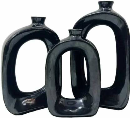 Kraftlik Handicrafts Planter Vases Ceramic Oval Vase with Hole in Middle and Narrow Neck Flower Vase Ceramic Vase