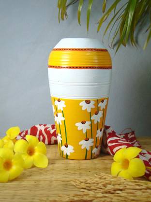 Dakshina Art Hand painted Home Decor Bedroom Corner Table Living Dining Room Glass Vase Terracotta Vase