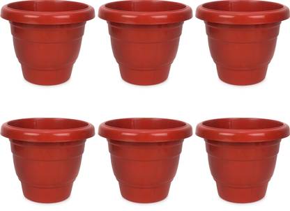 JOREN Red Round 8 Inch Plastic Pot Plastic Vase