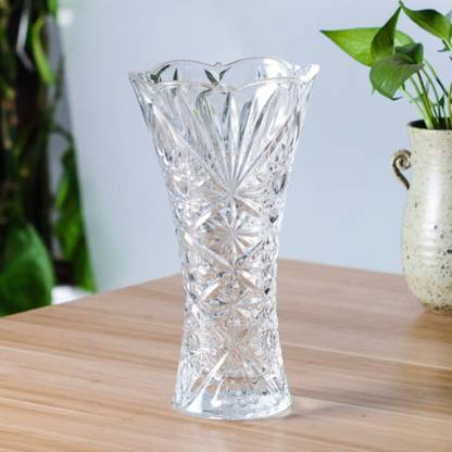 Incrizma Vase 9 inches Glass Flower Vase, Clear Transparent Crystal vase for decor Glass Vase