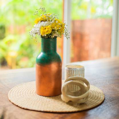 10club Patina Jug Metal Vase | Rust-free Metal | Tabletop Home Decor for Flowers - 9"ht Iron Vase