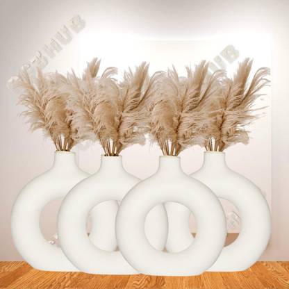 CS3HUB Ceramic Donut Vase | Flower Vase |Pampas Grass Vase | Tabletop Home Décor Ceramic Vase