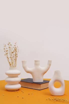 purezento Nico Vase Set of 3 Vase Home Decor, Center Table, Bedroom Side Corners Ceramic Vase