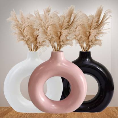 CS3HUB Ceramic Donut Vase | Flower Vase |Pampas Grass Vase | Tabletop Home Décor Ceramic Vase